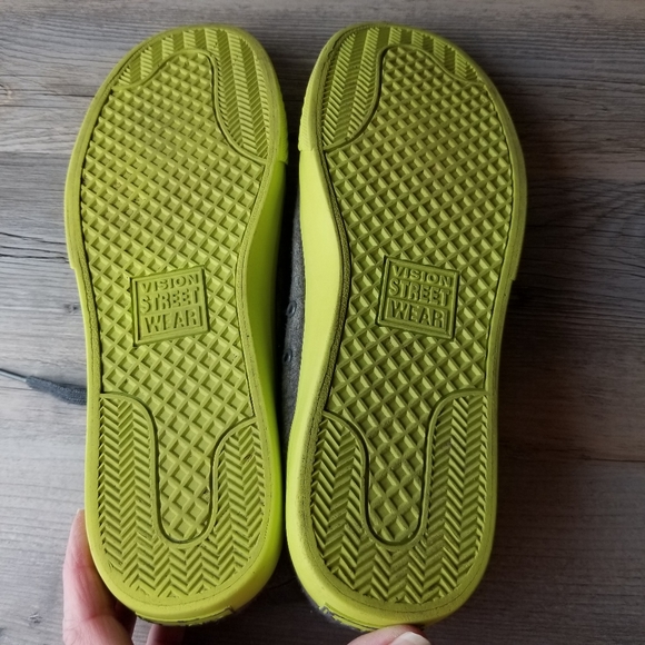 Vision Street Wear Hi Top Retro Style Gray Neon Green Skate Sneakers - Picture 7 of 9